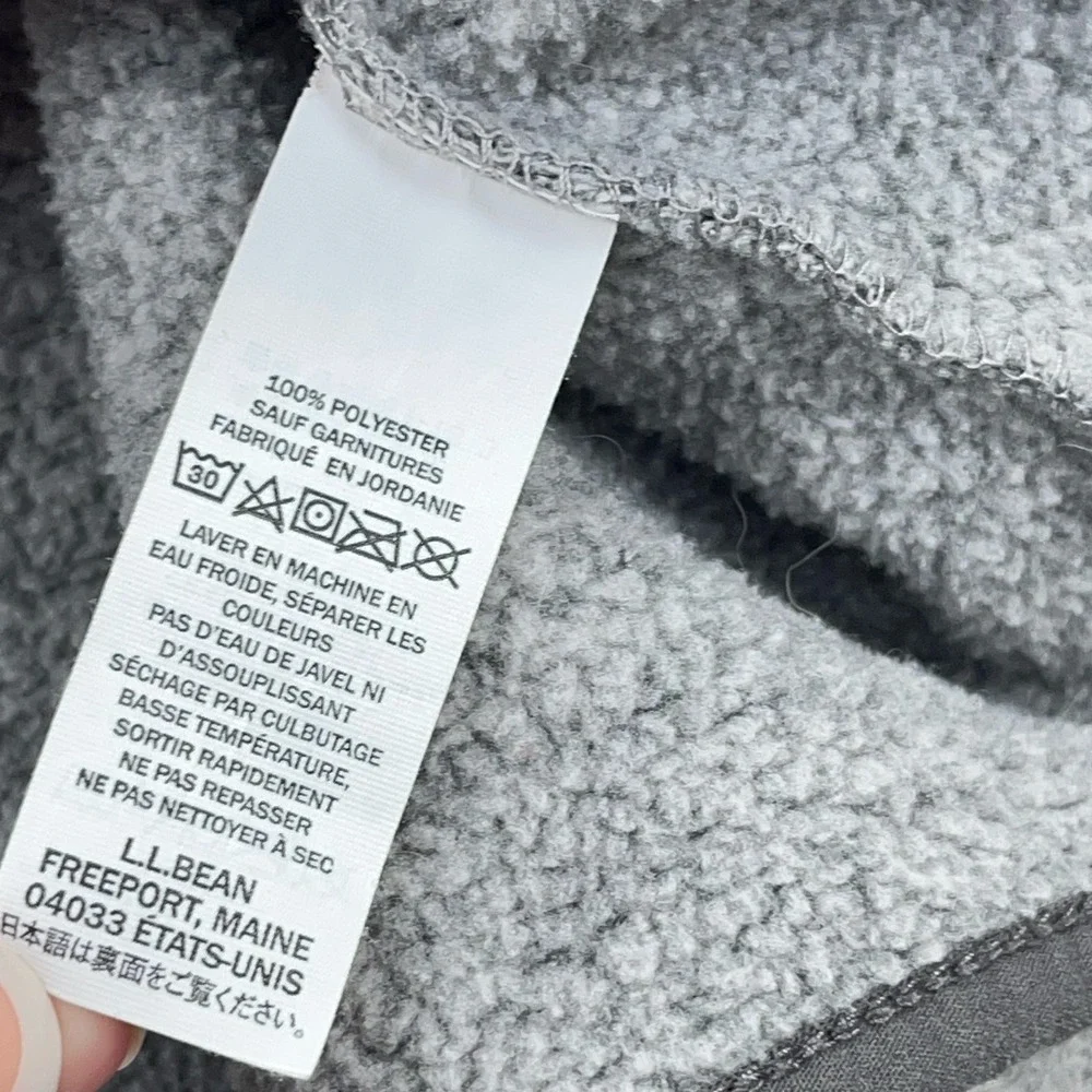 LL‎ Bean Sweater Men Large Gray Pullover Snap T Fleece Slightly Fitted Heather